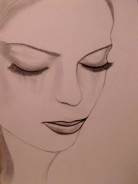 「Sadness, portrait (…」というタイトルの描画 Liza Peninonによって, オリジナルのアートワーク, 鉛筆