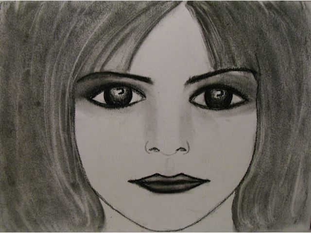 Drawing titled "Deep Sadness, portr…" by Liza Peninon, Original Artwork, Charcoal