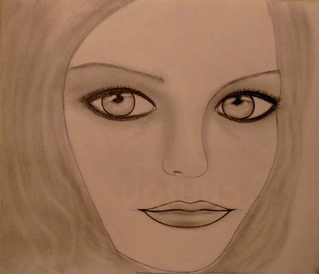 Drawing titled "She's a Mystery, po…" by Liza Peninon, Original Artwork, Pencil