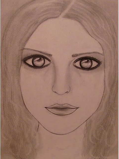 Drawing titled "Who is She ?, portr…" by Liza Peninon, Original Artwork, Pencil
