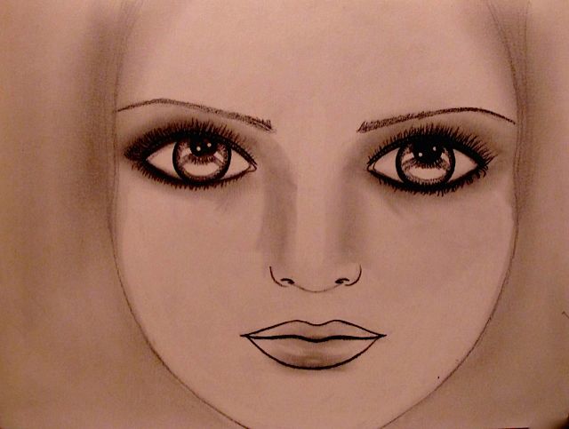 Drawing titled "The Look, portrait" by Liza Peninon, Original Artwork, Pencil