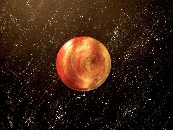 Malerei mit dem Titel "Iridescent Planet,…" von Liza Peninon, Original-Kunstwerk, Acryl