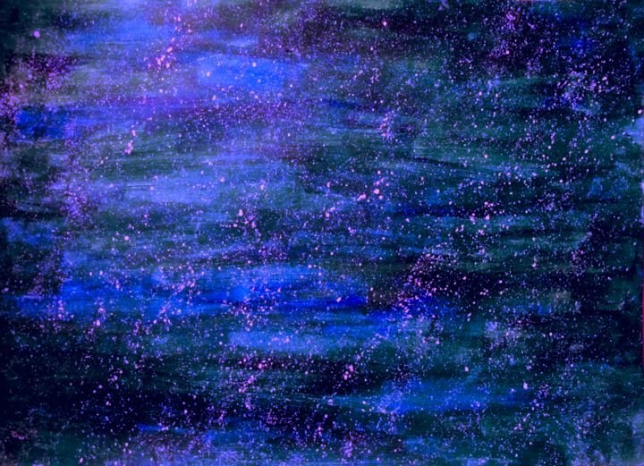 Peinture intitulée "Indigo Nebula, abst…" par Liza Peninon, Œuvre d'art originale, Acrylique