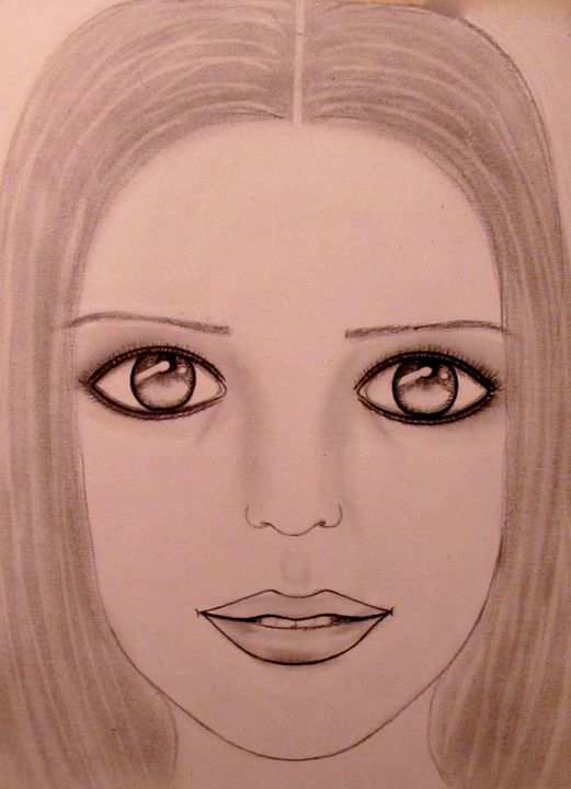 Drawing titled "Angel, portrait" by Liza Peninon, Original Artwork, Pencil