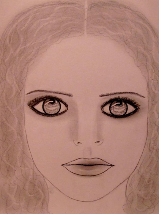 Dessin intitulée "Angel's Eyes, portr…" par Liza Peninon, Œuvre d'art originale, Crayon