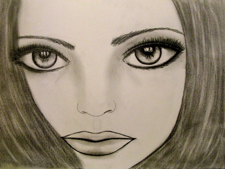 Drawing titled "She's a Mystery, po…" by Liza Peninon, Original Artwork, Pencil