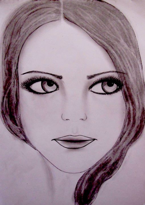 Drawing titled "Yesterday, portrait" by Liza Peninon, Original Artwork, Pencil