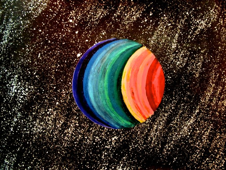 Painting titled "The Rainbow Planet,…" by Liza Peninon, Original Artwork, Acrylic