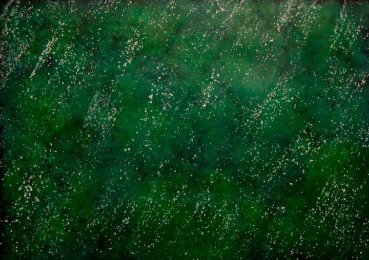Painting titled "Emerald Nebula, abs…" by Liza Peninon, Original Artwork, Acrylic