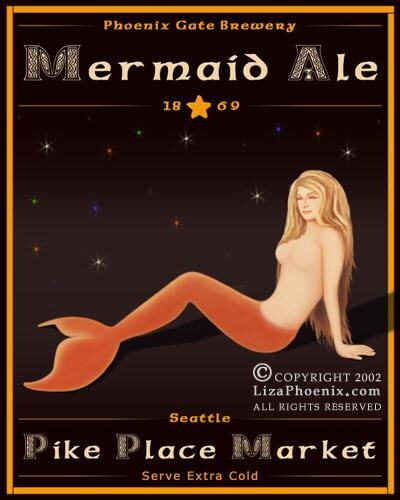 Pintura titulada "Mermaid Ale" por Liza Phoenix, Obra de arte original