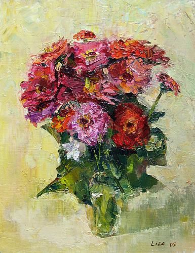 Картина под названием "Bouquet" - Liza Hudyakova, Подлинное произведение искусства, Масло