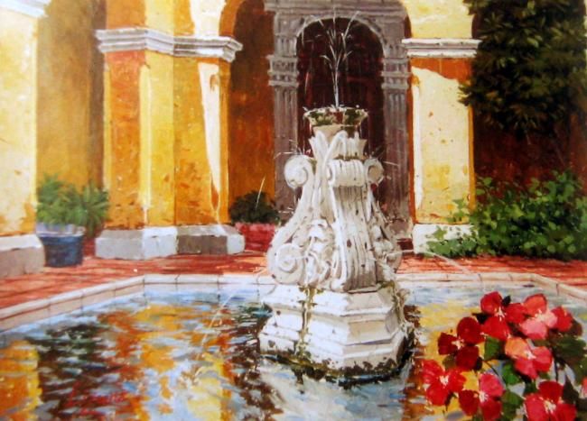 Painting titled "Pileta de Agua Dulce" by Lizana, Original Artwork, Oil