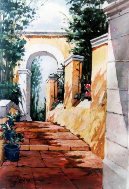 Painting titled "El Portal" by Lizana, Original Artwork, Oil