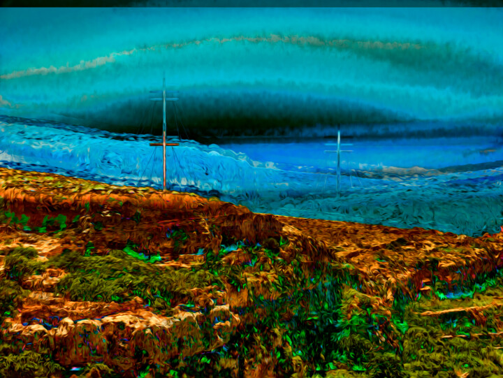 Digital Arts titled "Cross or boats" by Lizard'S Visuals, Original Artwork, Digital Painting