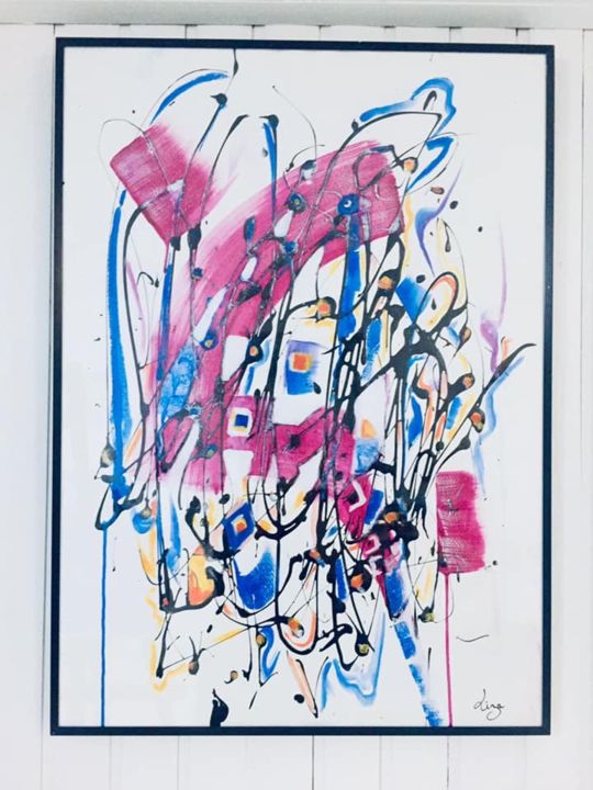 Peinture intitulée "Abstrait" par Liza, Œuvre d'art originale, Encre
