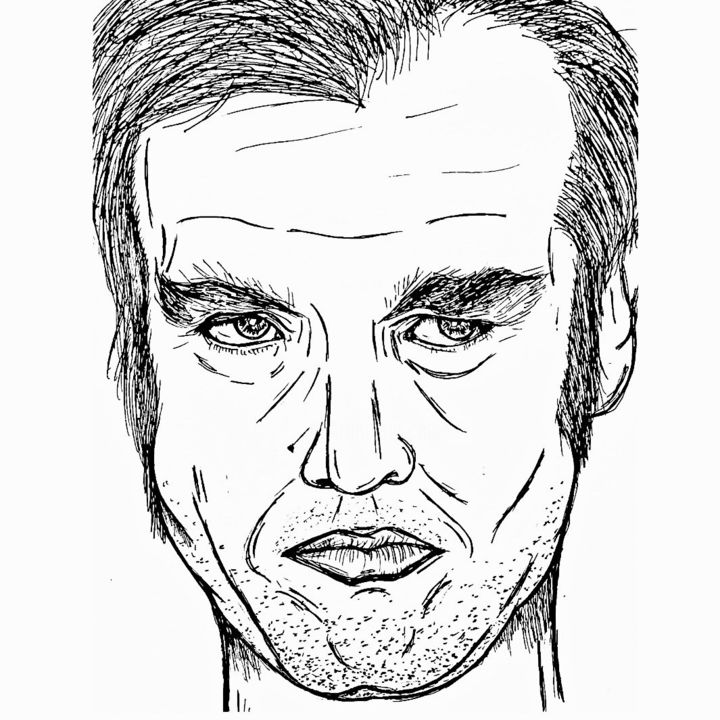 Dibujo titulada "Jack Nicholson" por Elizaveta Solodkaia, Obra de arte original, Bolígrafo