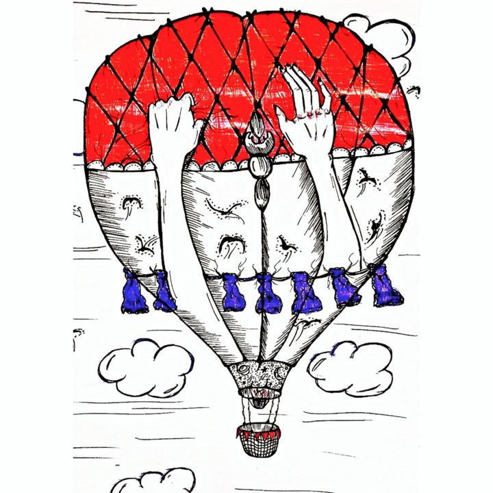 Dessin intitulée "Balloon" par Elizaveta Solodkaia, Œuvre d'art originale, Stylo à bille