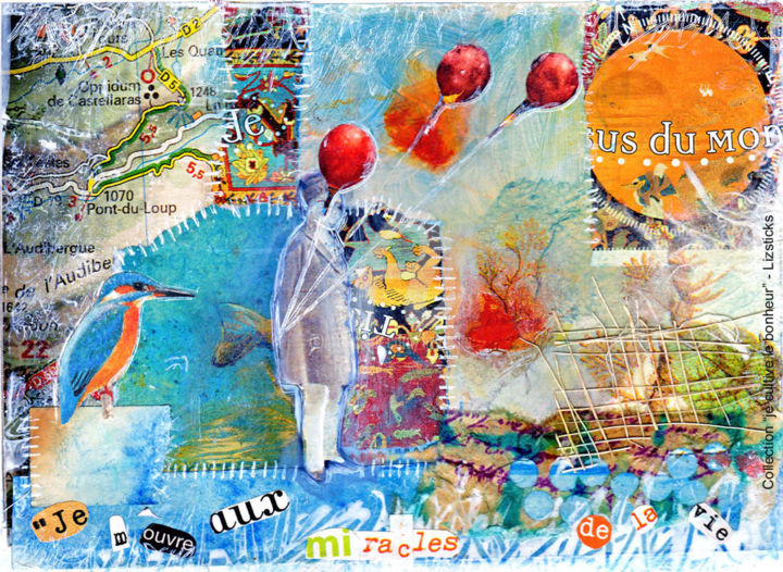 Painting titled "je m'ouvre aux mira…" by Lizsticks, Original Artwork