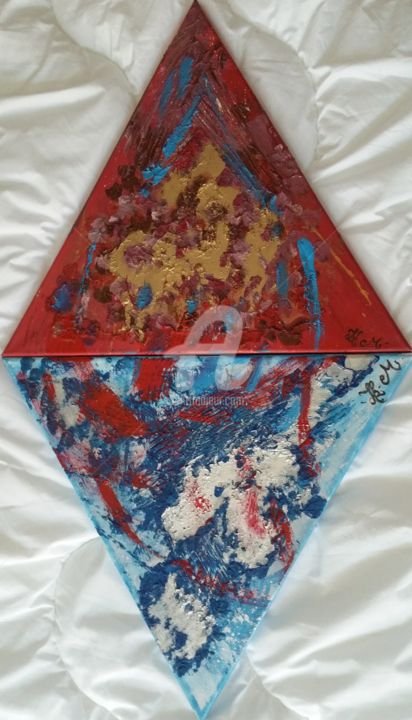 Malerei mit dem Titel "Le double triangula…" von Lizzie-Mary, Original-Kunstwerk, Acryl