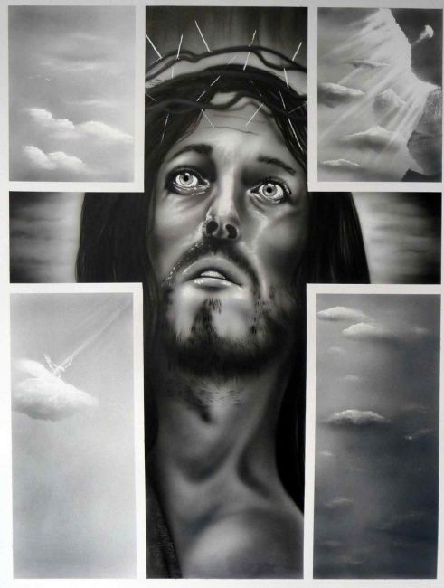 Painting titled "Jesus" by L.Nico, Original Artwork