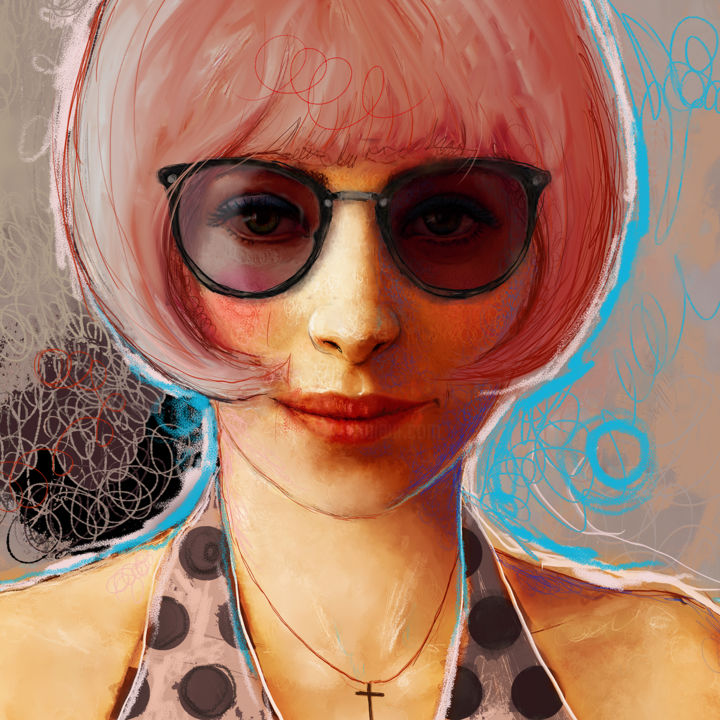 Digitale Kunst mit dem Titel "Irmine - Close-up" von L. Joss, Original-Kunstwerk, Digitale Malerei