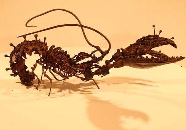 Sculptuur getiteld "Lobster" door Ljuba, Origineel Kunstwerk, Metalen
