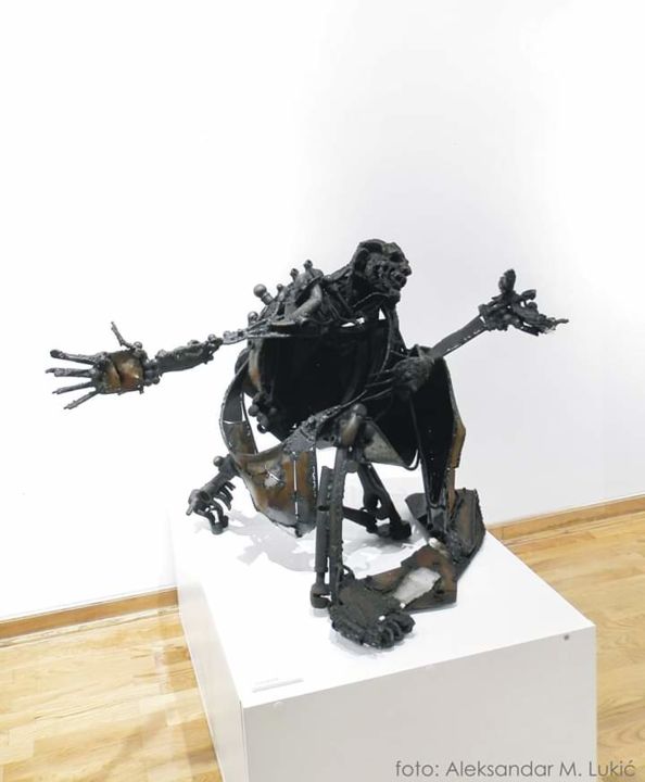 Skulptur mit dem Titel "Blind Man" von Ljuba, Original-Kunstwerk, Metalle