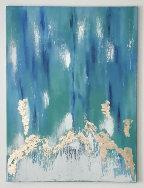 Malerei mit dem Titel "Turquoise - abstrac…" von Lilla Kuzma, Original-Kunstwerk, Acryl