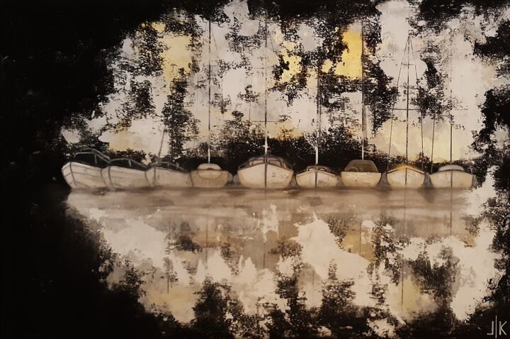 Peinture intitulée "WINTER NIGHT" par Lilla Kuzma, Œuvre d'art originale, Acrylique