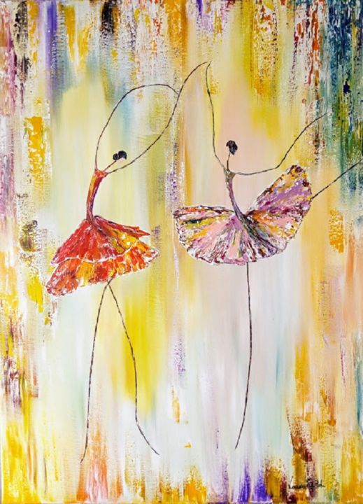 Painting titled "Butterflies Ballet…" by Laurentia Petcu, Original Artwork, Acrylic