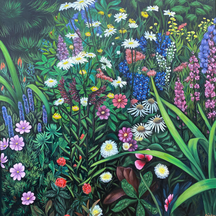 Schilderij getiteld "Secret Garden" door Lucy Linton-Smith, Origineel Kunstwerk, Acryl