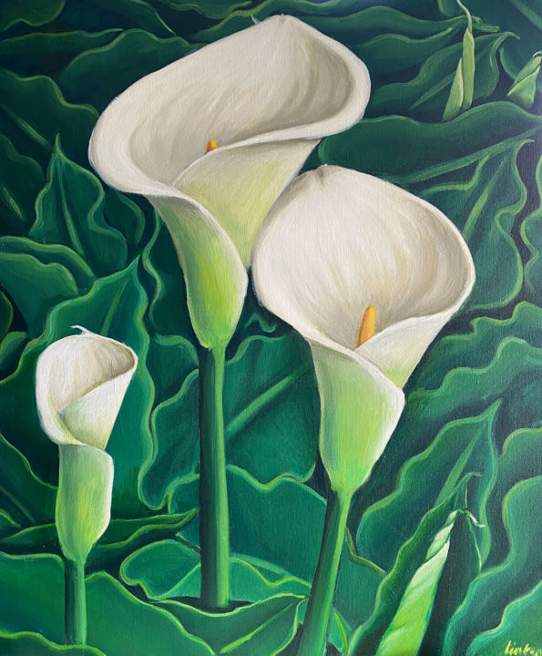 Peinture intitulée "Arum Lilies" par Lucy Linton-Smith, Œuvre d'art originale, Acrylique
