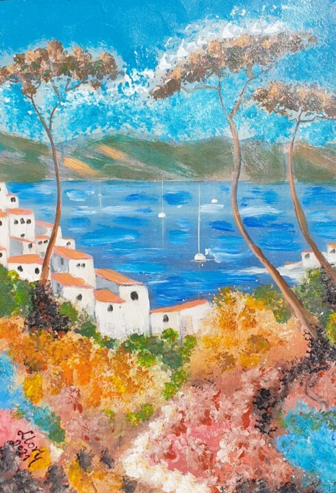 Peinture intitulée "Cote d'Azur" par Llory Czarnecka, Œuvre d'art originale, Acrylique