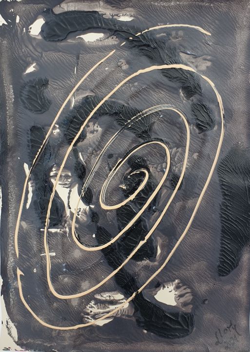 Pintura titulada "Spiral Black" por Llory Czarnecka Artiste Peintre, Obra de arte original, Acrílico