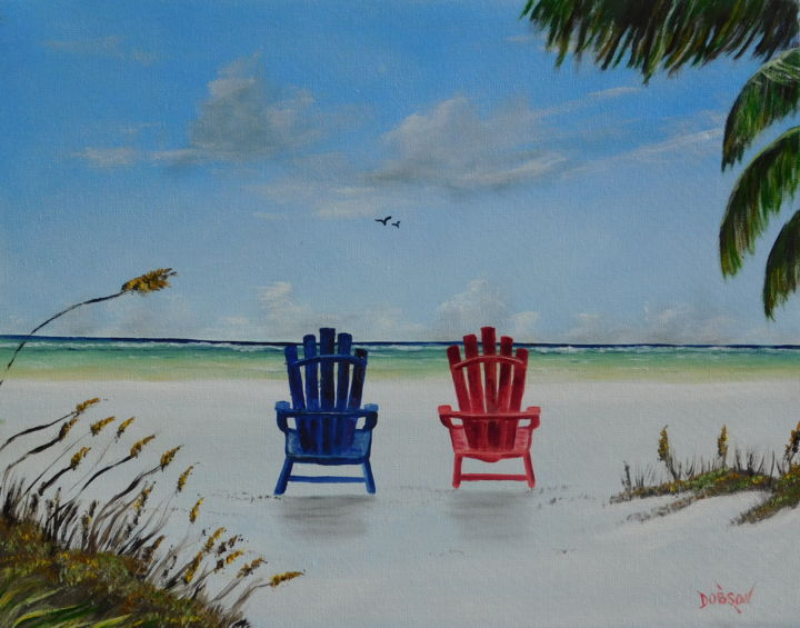 Pintura intitulada "Our Spot On Siesta…" por Lloyd Dobson, Obras de arte originais, Óleo