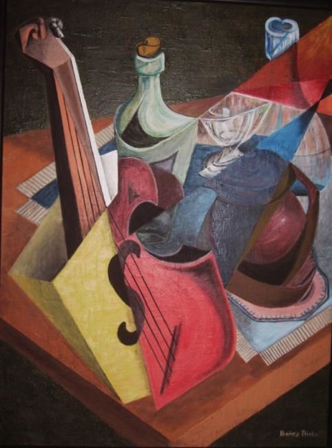 Painting titled "DESAYUNO CON MUSICA" by Paco Ibañez  Prieto, Original Artwork