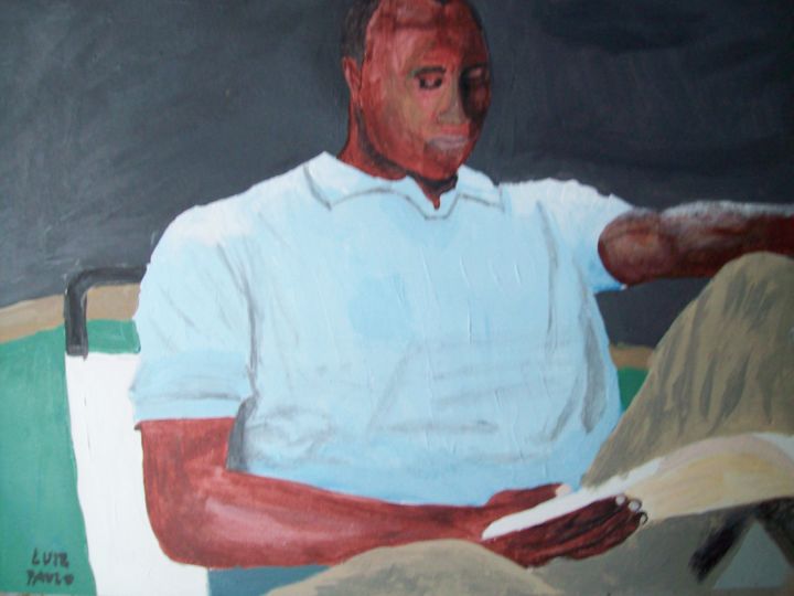 Schilderij getiteld "Reading of the day" door Luiz Paulo, Origineel Kunstwerk, Acryl