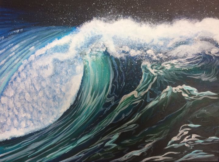 Painting titled "Vagues 02" by Ln, Original Artwork, Acrylic
