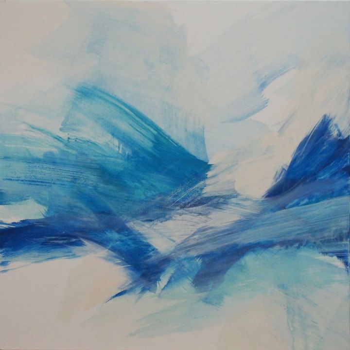 Schilderij getiteld "Carré bleu moyen 2" door Ln Le Cheviller, Origineel Kunstwerk, Acryl