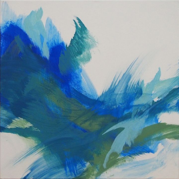 Peinture intitulée "Carré bleu petit 6" par Ln Le Cheviller, Œuvre d'art originale, Acrylique