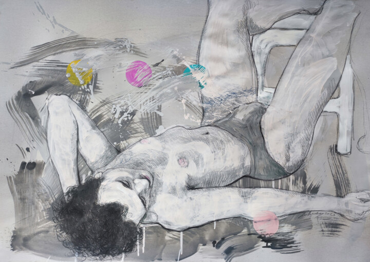 Dessin intitulée "Body perspective" par Natalie Levkovska, Œuvre d'art originale, Gouache