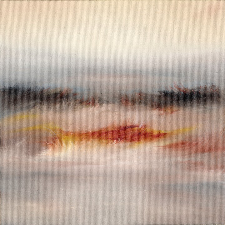 Schilderij getiteld "Twilight Haze, Abst…" door Lo Post, Origineel Kunstwerk, Olie Gemonteerd op Karton