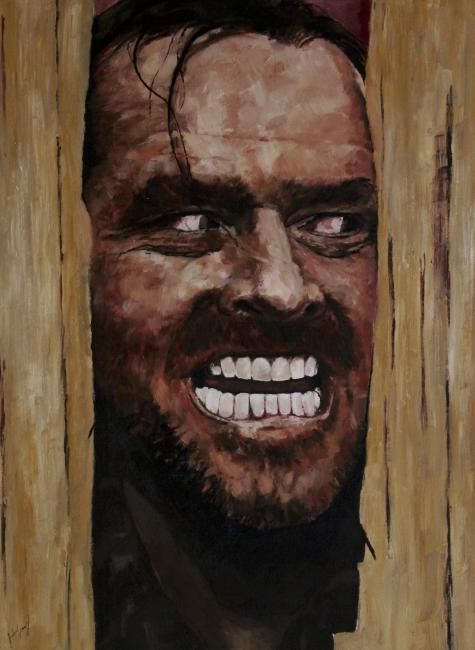 Painting titled "Here's Johnny!" by Loaded88, Original Artwork, Oil