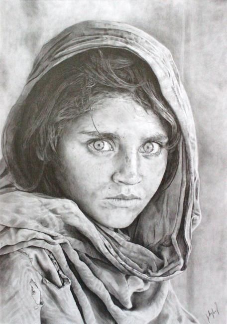 Dibujo titulada "Afghan Girl.JPG" por Loaded88, Obra de arte original