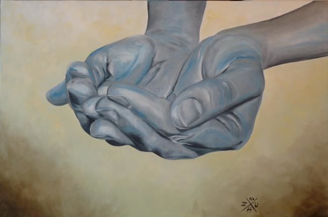 Painting titled "" Hands II " by Z.N…" by Vuk, Original Artwork, Oil