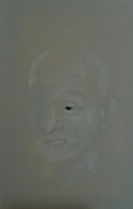 Schilderij getiteld "portret in white" door Vuk, Origineel Kunstwerk, Olie