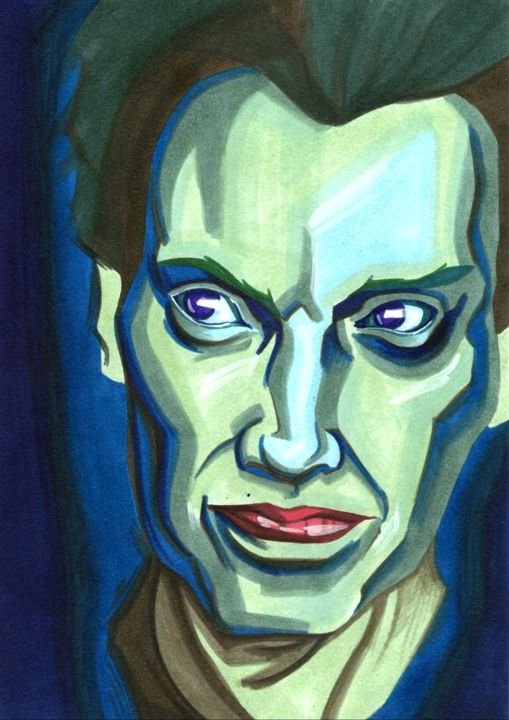 Рисунок под названием "Feeling blue" - Polina Loban, Подлинное произведение искусства, Маркер