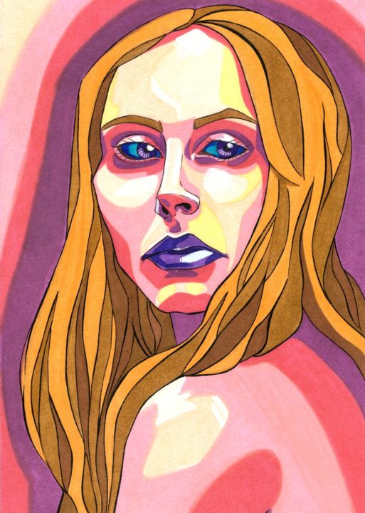 Рисунок под названием "Femininity" - Polina Loban, Подлинное произведение искусства, Маркер