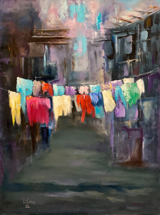 Pintura titulada "The Colors Live a R…" por Lobna Sadek, Obra de arte original, Oleo