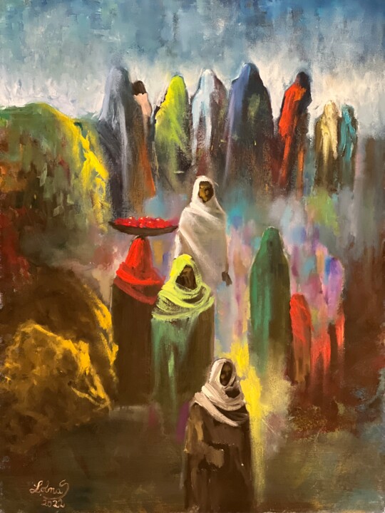 Peinture intitulée "Life is a matter of…" par Lobna Sadek, Œuvre d'art originale, Huile
